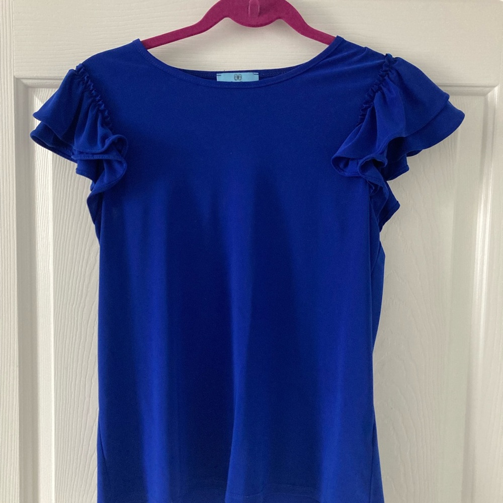 Royal Blue Ruffle Sleeve Top